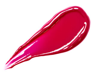 Dark cherry glossy liquid lipstick smear isolated on white background