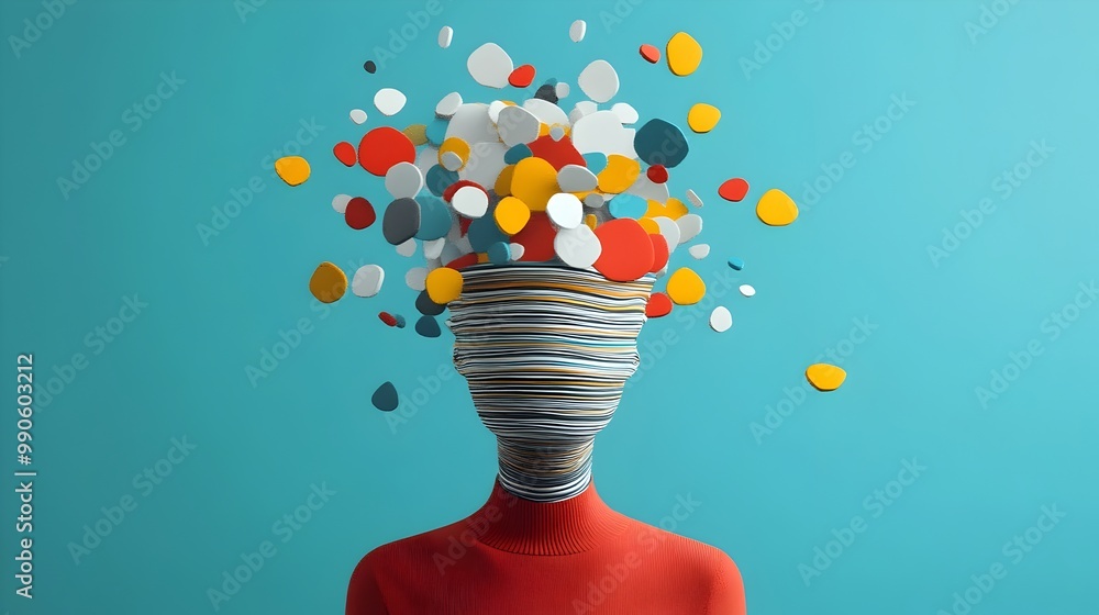 Poster surreal fluid figure of shifting colors and abstract shapes representing the essence of creativity