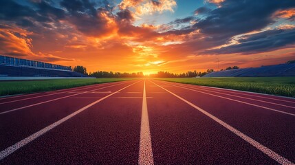 Naklejka premium Running Track at Sunset