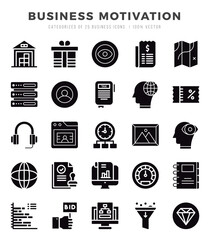 Vector Business Motivation types icon set in Glyph style. vector illustration.