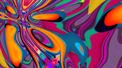 Colorful abstract psychedelic and fluid background for music