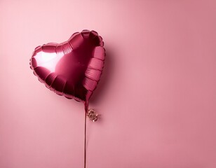 inflatable ball in the shape of a red heart, with a rope on a white background, isolate. 