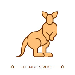Kangaroo RGB color icon. Marsupial animal. Australian mammal. Wildlife habitat. Pouch kangaroo. Hopping animal. Isolated vector illustration. Simple filled line drawing. Editable stroke