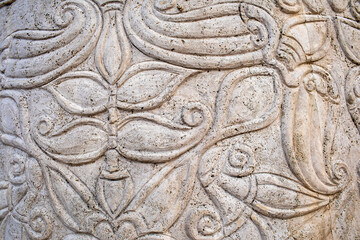 Floral pattern decoration carved in the stone.