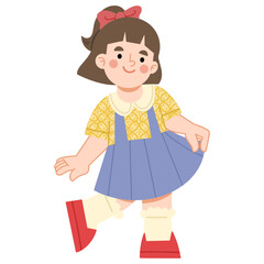 Vector illustration of a little girl in batik dress