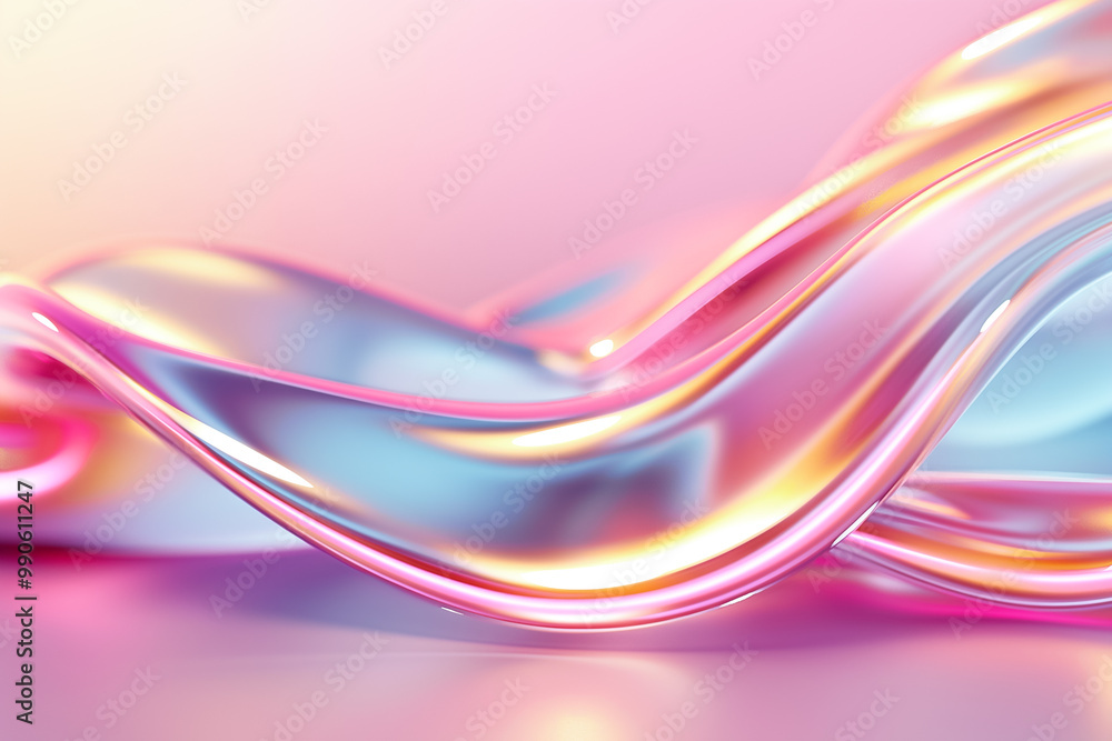 Poster this artwork showcases gentle curves in soft pastel hues that blend seamlessly, creating a calming a