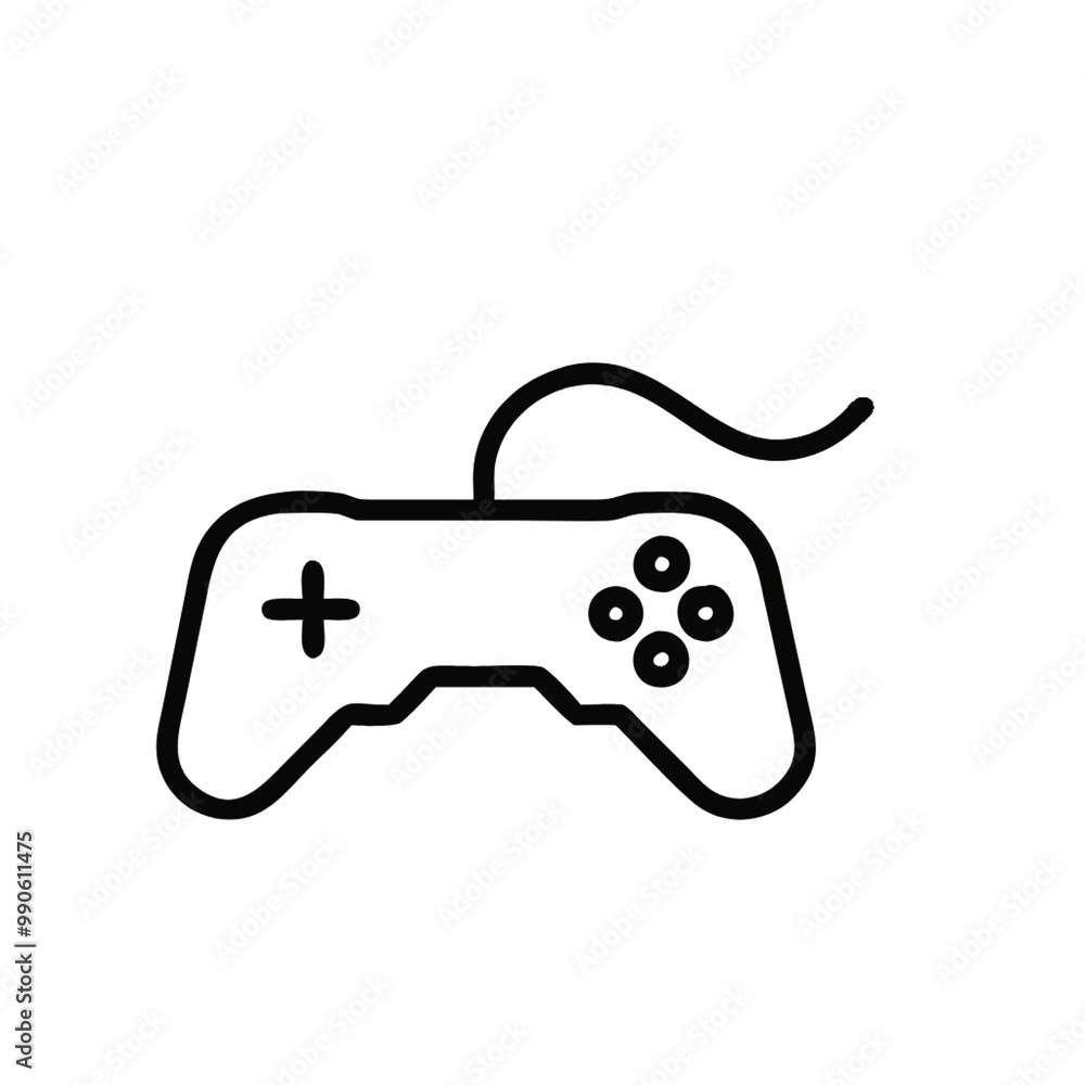 Poster a video game controller with a directional pad on the left and action buttons on the right, symboliz