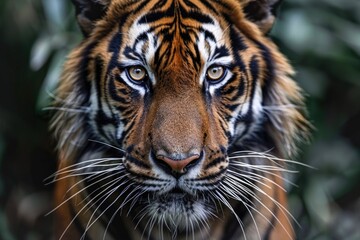 Obraz premium Majestic Tiger Portrait in Golden Hour Light with Bokeh Background