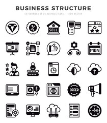 Set of Business Structure Icons. Simple Lineal Filled art style icons pack.