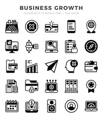 Business Growth Icon Pack 25 Vector Symbols for Web Design.