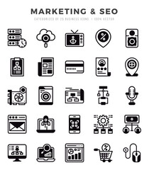 Marketing & SEO elements. Lineal Filled web icon set. Simple vector illustration.