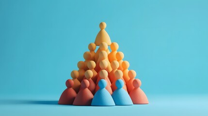 3. **Depict a stylized 3D clay render of a population pyramid representing workforce age distribution. The design should be modern and engaging, with the clay layers smoothly transitioning in color,