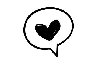 シンプルな手書き素材　アイコン　好き　ふきだし