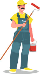 amale painter with a can of paint and a paint roller.