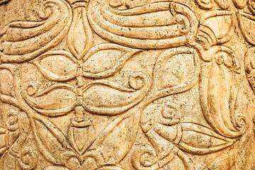 Floral pattern decoration carved in the stone.