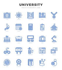 University Two Color icons collection. 25 icon set. Vector illustration.