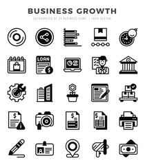 Business Growth icons set. Collection of simple Lineal Filled web icons.