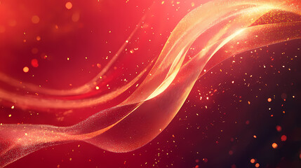 Flowing curves in red and gold