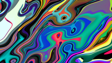 Colorful abstract psychedelic and fluid background for music