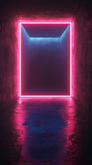 Neon glowing square background