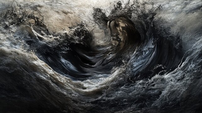 A powerful abstract representation of grief with dark, fluid forms in motion, portraying deep emotion and introspection