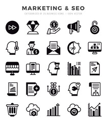 Set of Marketing & SEO Icons. Simple line art style icons pack.