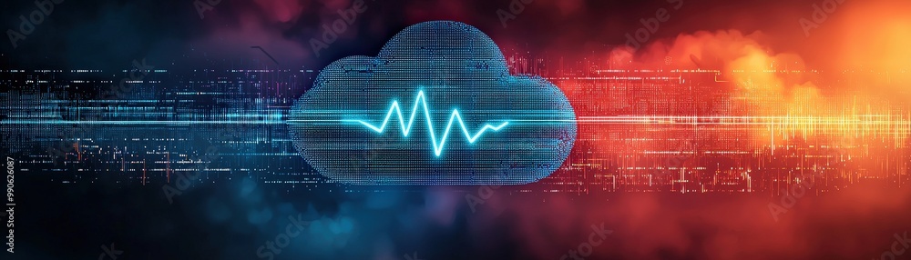 Poster digital cloud render with waveform effect