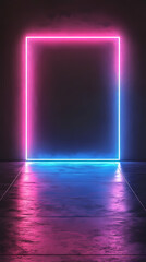 Neon glowing square background
