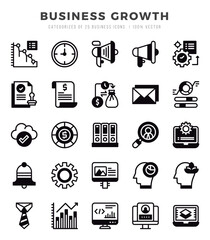Set of Business Growth Icons. Simple line art style icons pack.