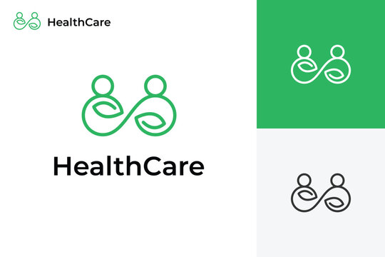 infinity people leaf logo icon design for for health lifestyle logo illustration design element