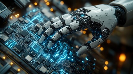 Robotic Hand Touching Circuit Board Generative AI