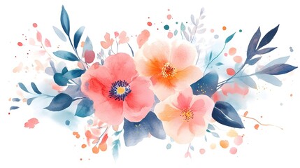 Fototapeta premium Enchanting Watercolor Floral Arrangement with Hand-Lettered Quote in Soft Pastel Colors