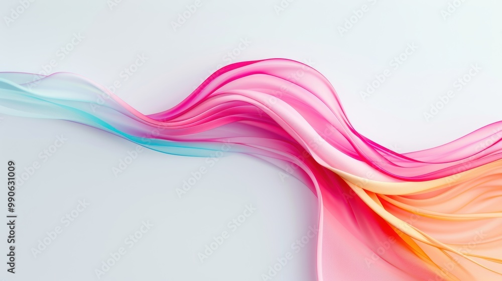 Poster a captivating blend of abstract waves and swirls in vivid colors on a clean white background, perfec