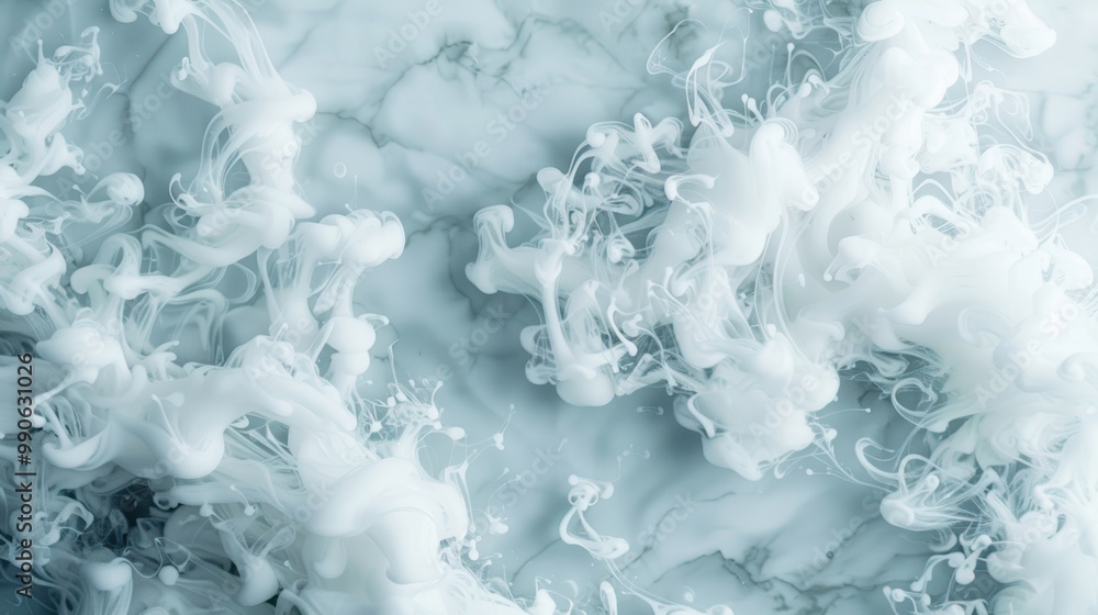 Poster layers of gentle fog and wispy smoke converge, creating a mesmerizing visual effect against a neutra