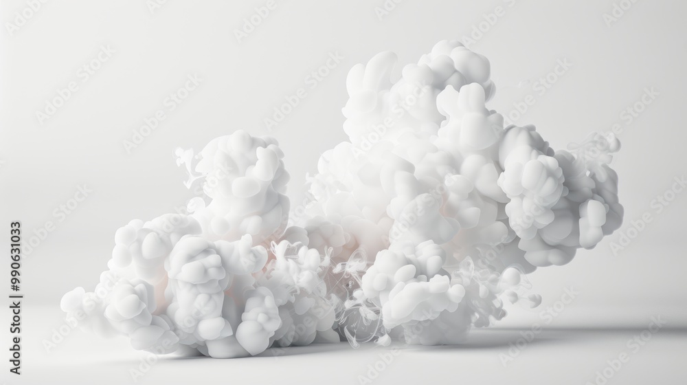 Poster soft clouds of fog and wisps of smoke blend together in a seamless blend, creating a soft and enchan