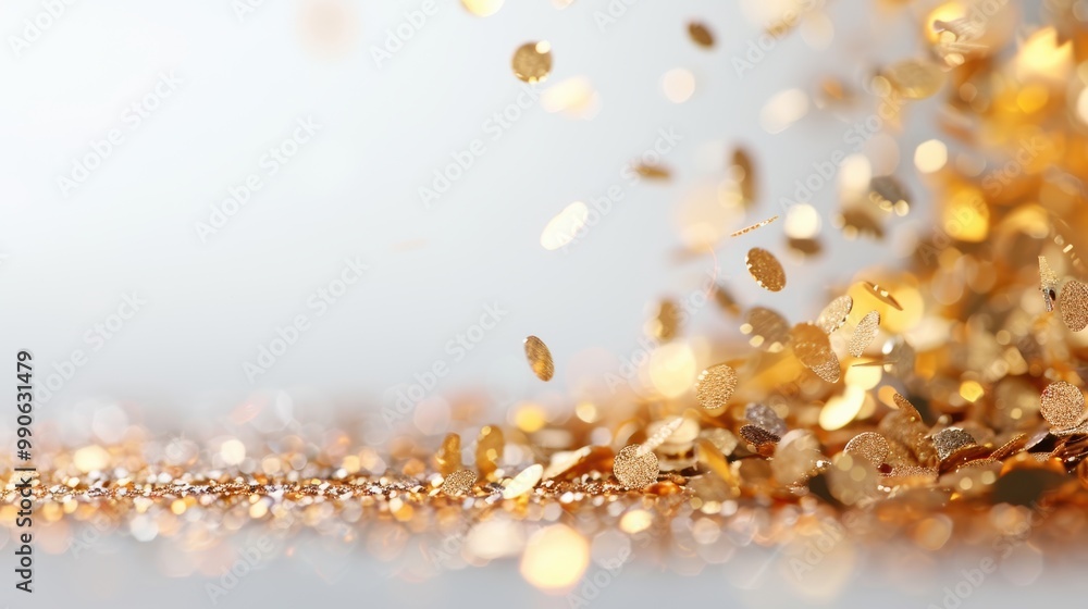 Poster delicate sparkles and glitter creating a radiant and sparkling effect against a pure white backgroun
