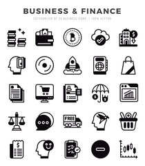 Simple Set of Business & Finance Related Vector Lineal Filled Icons.