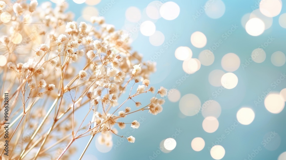 Poster elegant bokeh and blur effects mingle softly against a neutral white backdrop, creating a tranquil a