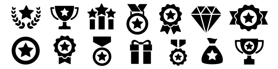 Reward icon set. Trophy icon