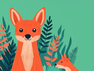 Obraz premium Volunteers collecting recyclable materials in a forest, with animals nearby, symbolizing conservation and eco-friendly recycling efforts