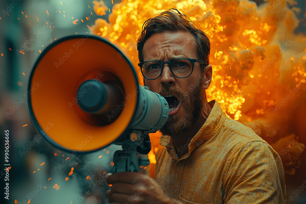 Poster a public relations manager trying to control a firehose of social media notifications, with messages