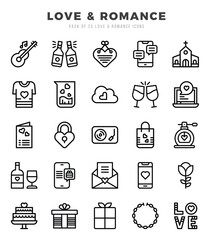 Set of Love & Romance Icons Lineal icons collection.