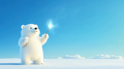 Fototapeta premium Magical Polar Bear in a Winter Wonderland Scene