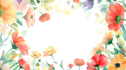 Wildflower Wreath Frame Background watercolor