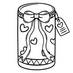 Christmas Gift Boxes Present BoxesHand-drawn Outline Doodle Set. illustration isolated on white background.