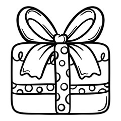Christmas Gift Boxes Present BoxesHand-drawn Outline Doodle Set. illustration isolated on white background.