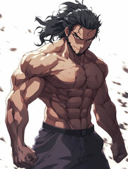 Fototapeta premium Anime Manga Buff Character – Strong and Muscular Hero