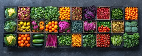 Fototapeta premium Aerial View of Fresh Vegetables in Baskets