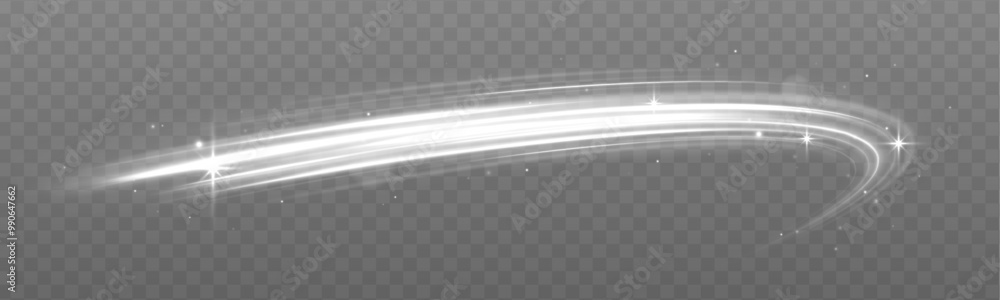 Aufkleber Vector comet with large dust. Expressway, car headlight effect. Light trail wave, fire path trace line and incandescence curve twirl. Speed connection vector background. 