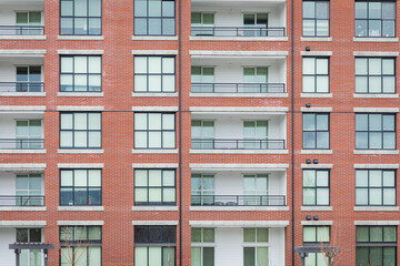 New Modern House Apartment Buildings in Vancouver BC. Canadian modern residential architecture. Real estate.